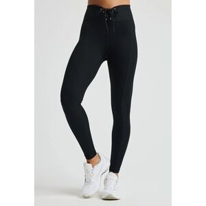 YEAR OF OURS Ribbed Football Legging Black Lace Up High Waist Full Length Small